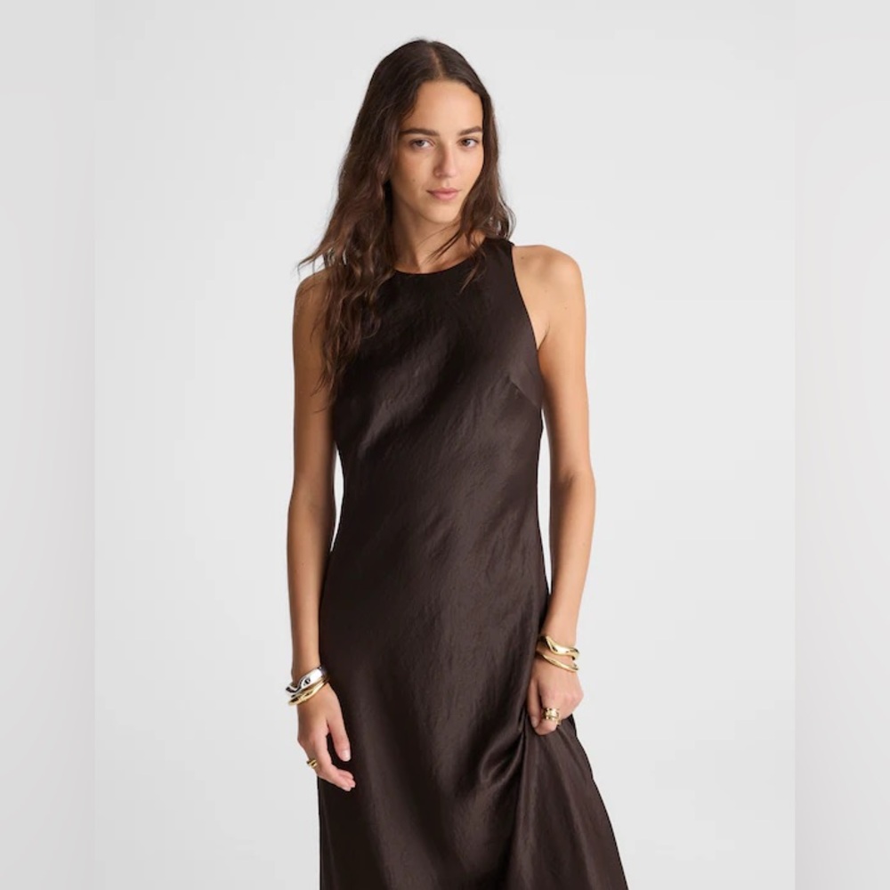 NWT Madewell Chocolate Brown Petite Sleeveless Midi Dress